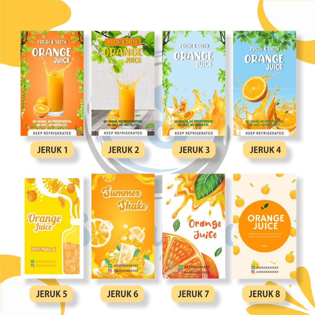 Jual STIKER LABEL KEMASAN TEMA JERUK / Stiker Kemasan Minuman / Stiker ...