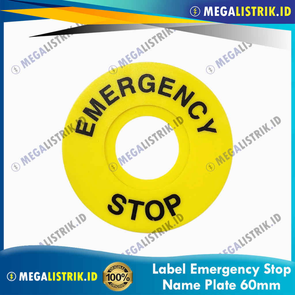 Jual LABEL EMERGENCY STOP NAME PLATE 60MM / LABEL PLAT PUSH BUTTON ...