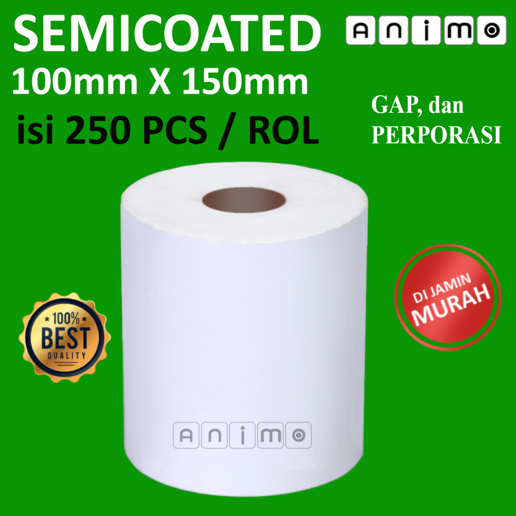 Jual LABEL SEMICOATED 100x150 - LABEL BARCODE 100 X 150 MM = 250 PCS ...