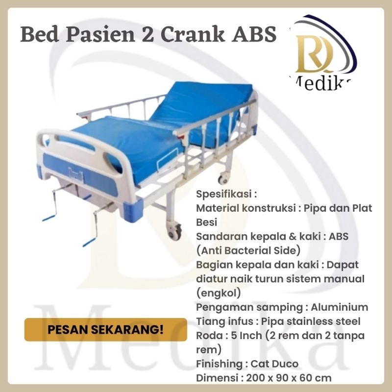 Jual Bed Pasien 2 Crank ABS/bed Pasien/Ranjang Pasien/Tempat Tidur ...