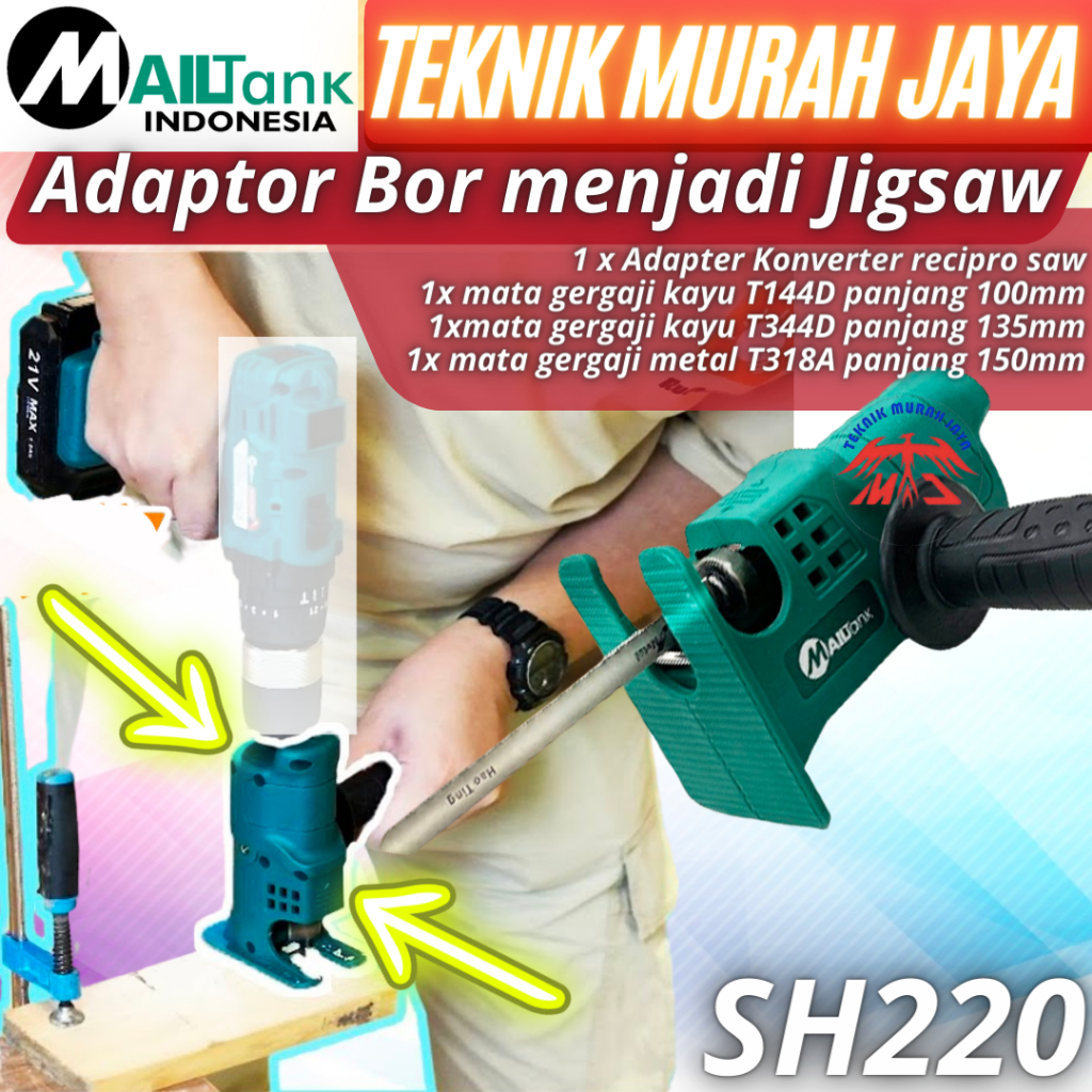 Jual MAILTANK SH220 Adaptor Bor Jigsaw Adapter Jig Saw Reciprocating