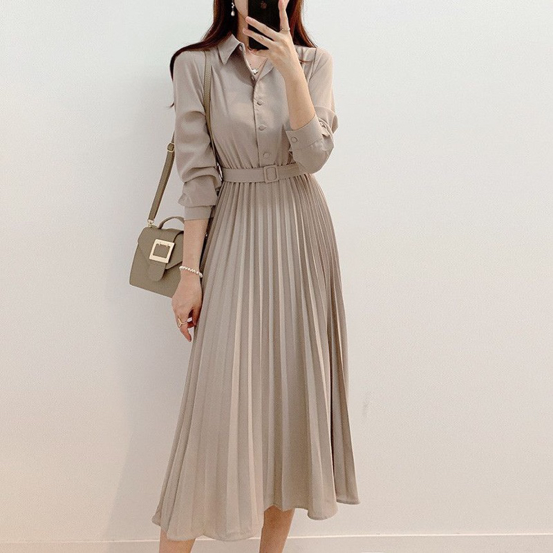 Jual Himawa Dress Pleated Simple Basic Polos Formal Sopan Rapi Kerja ...