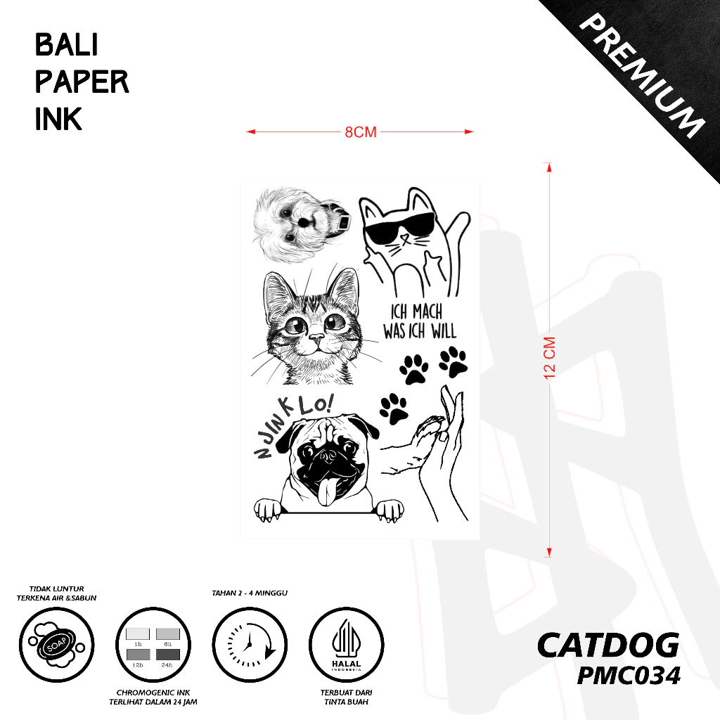 Bali Paper Ink PMC034 Set Tato Temporer Premium untuk Kucing dan Anjing