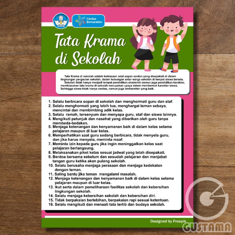 Jual Poster Tata Krama Di Sekolah, Poster Edukasi Laminasi A3 | Shopee ...