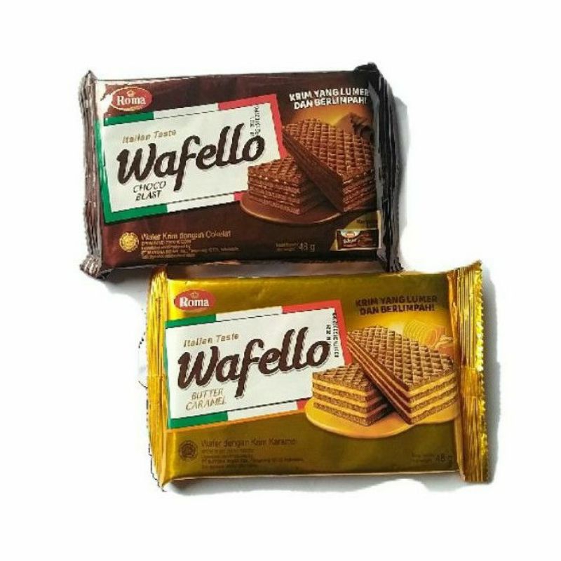 Jual Wafer Roma wafello varian rasa butter karamel dan choco blast48g ...