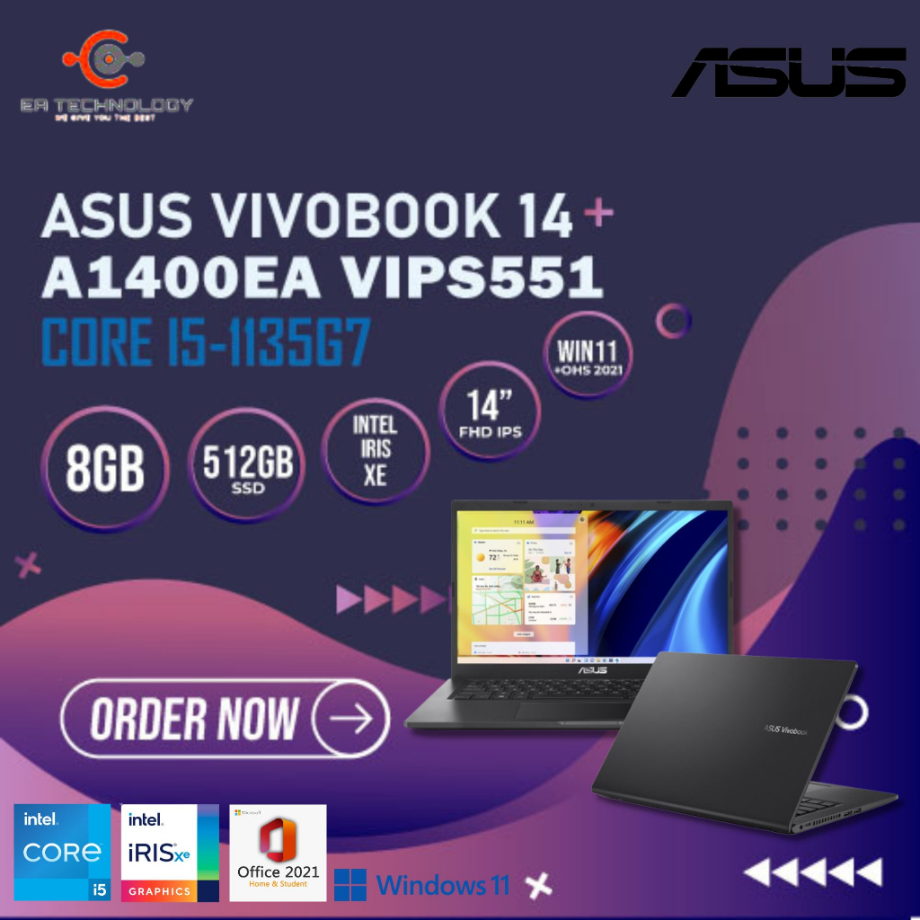 Jual ASUS A1400EA VIPS551 i5-1135G7 8GB 512GB SSD IrisXe 14