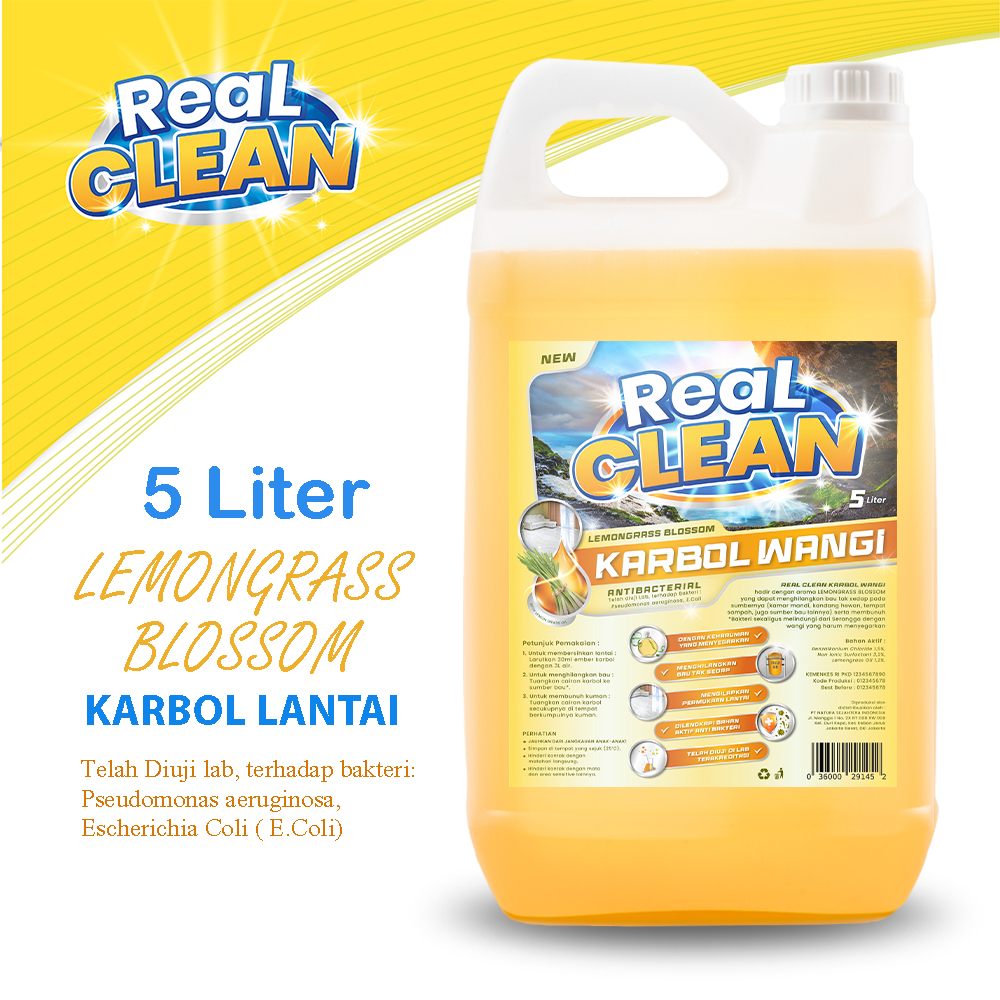 Jual Real Clean Karbol Sereh Lemongrass Blossom Anti Bacterial 5 Liter