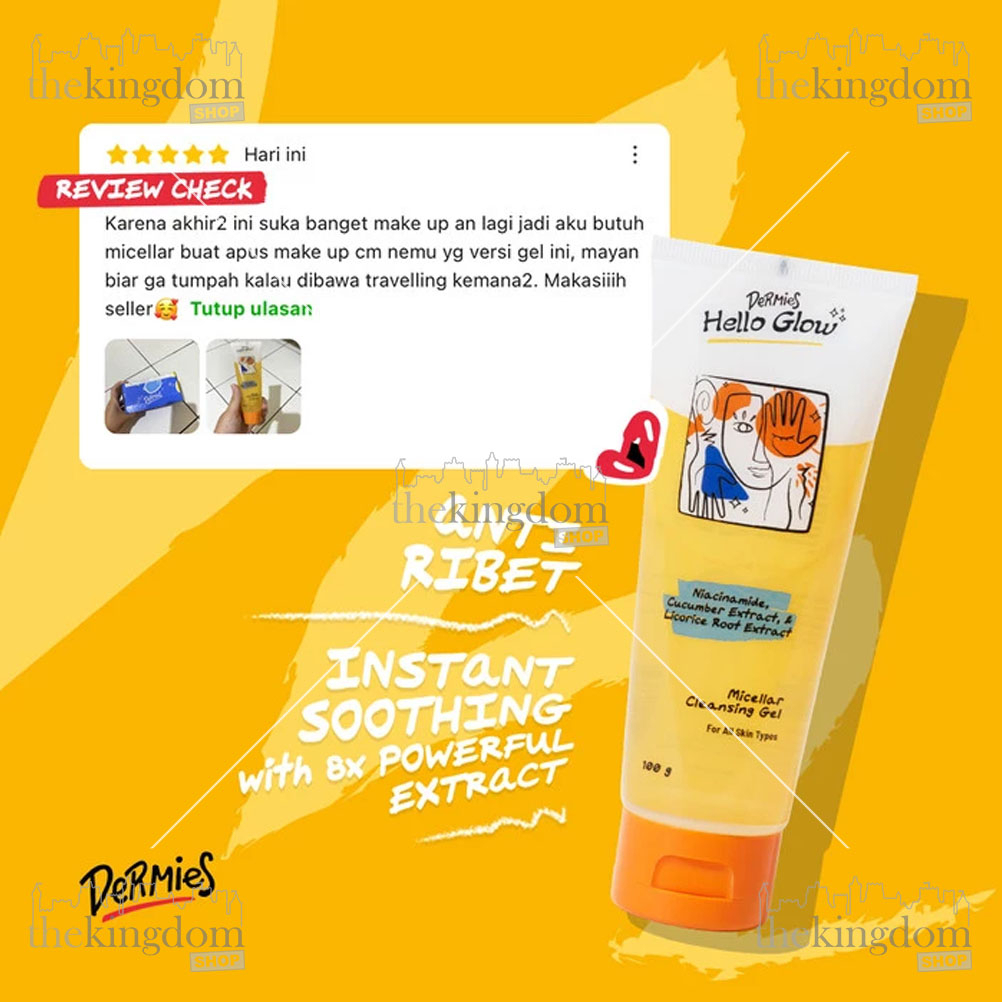Jual Dermies Hello Glow Micellar Gel 100g Pembersih Muka Cleanser Gel ...
