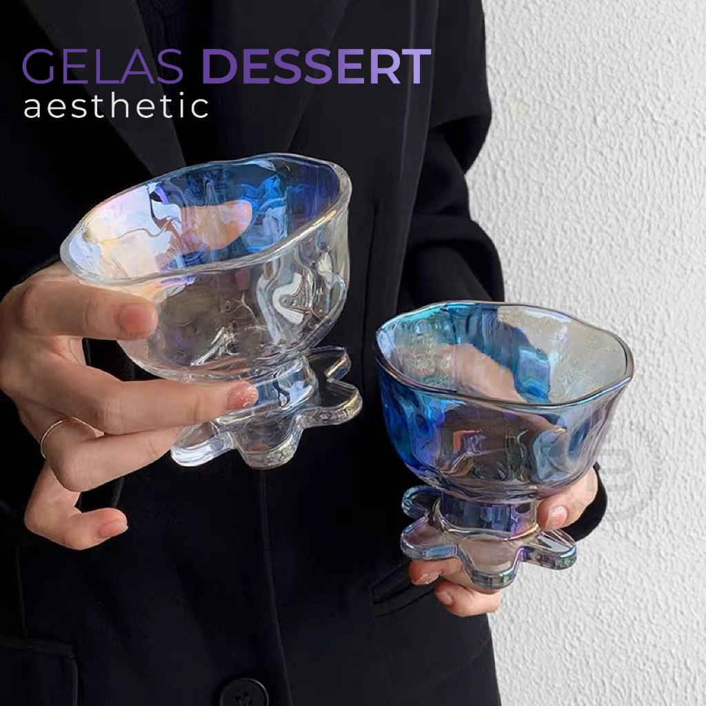 Jual Gelas Cangkir Es Krim Aesthetic 260ml Mangkuk Sop Buah Kaki Ice Cream Glass Kaca Jelly Unik 8420