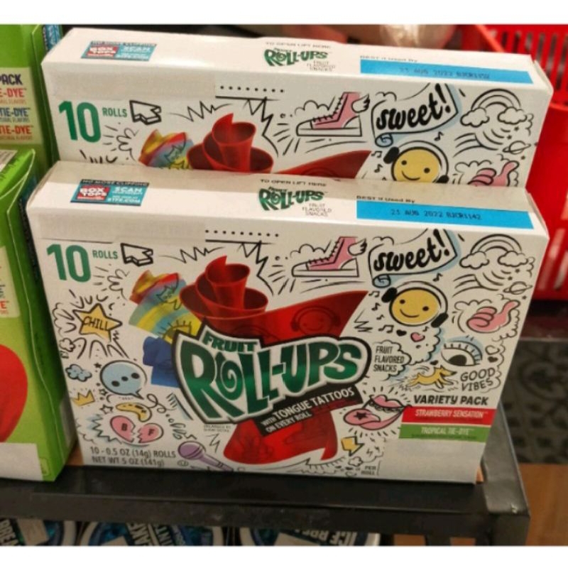 Jual fruit rollups variety pack permen candy rolls strawberry tropical