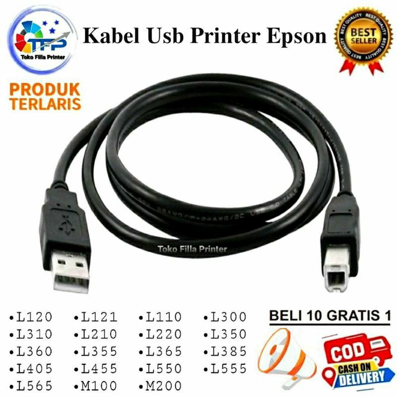 Jual Kabel Usb Printer Epson L120 L121 L110 L300 L310 L210 L220 L350