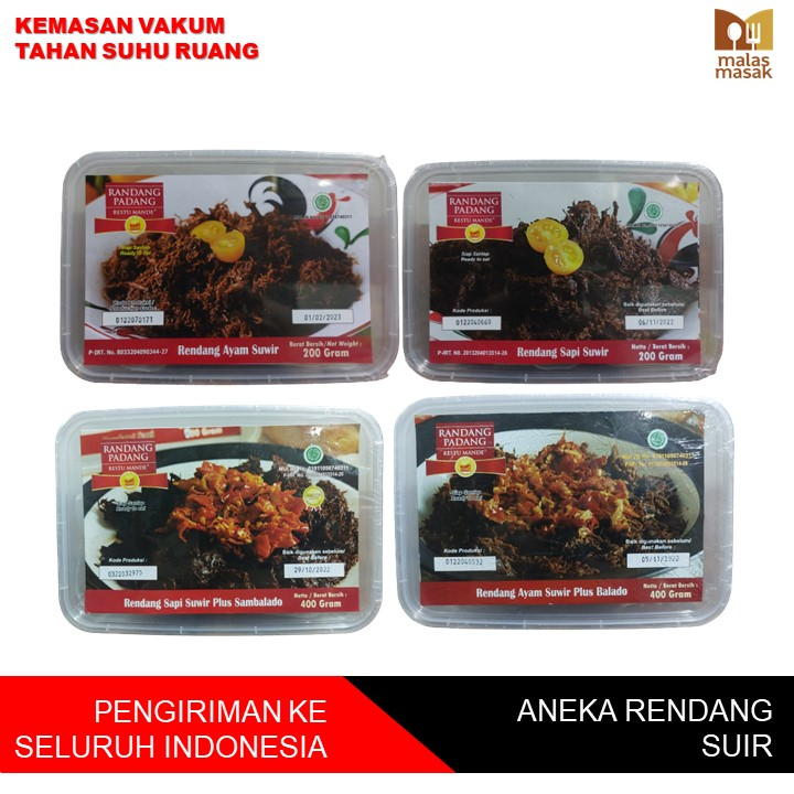 Jual Rendang Suir Sapi Ayam Restu Mande 200 Gram Bukan Frozen Food