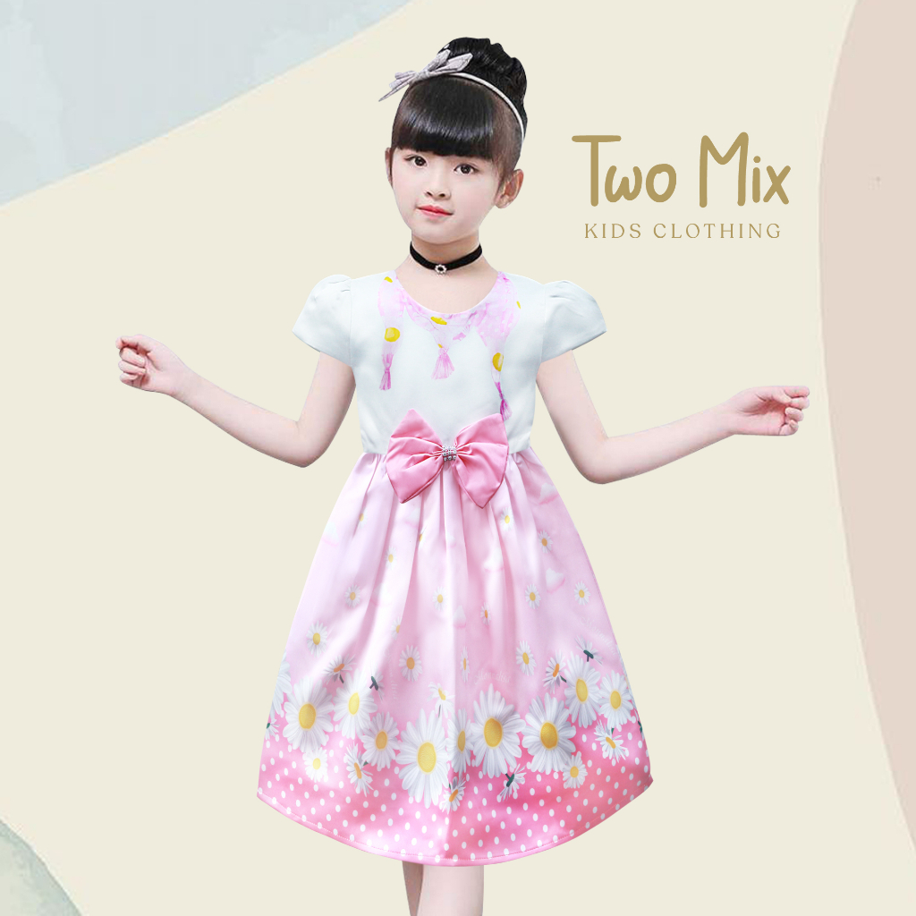 Jual Two Mix - Dress Imlek Anak - Baju Pesta Anak Perempuan Satin Natal ...