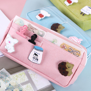 Pencil Case Korean School Supplies Kawaii Pencil Bags Random Broochs Pen  Case Trousse Scolaire For Girls School Pencil Cases