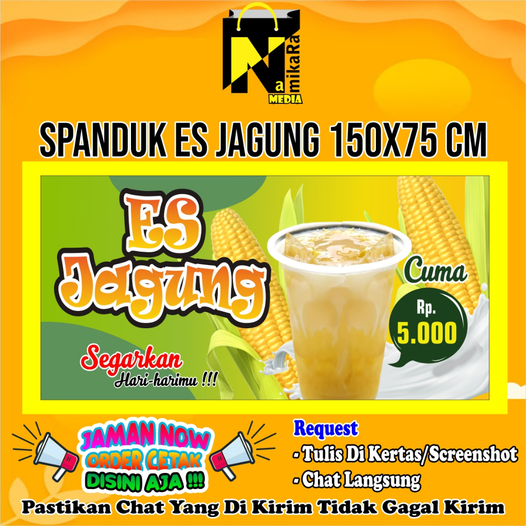 Jual Spanduk es jagung terbaru paling keren ukuran 150x75 cm Custom