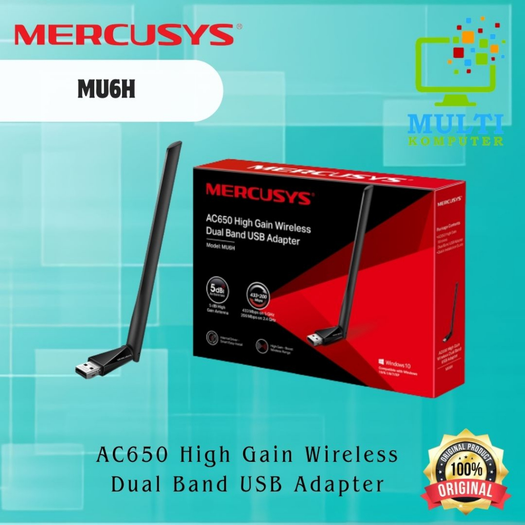 Jual Mercusys MU6H AC650 High Gain Wireless Dual Band USB Adapter ...