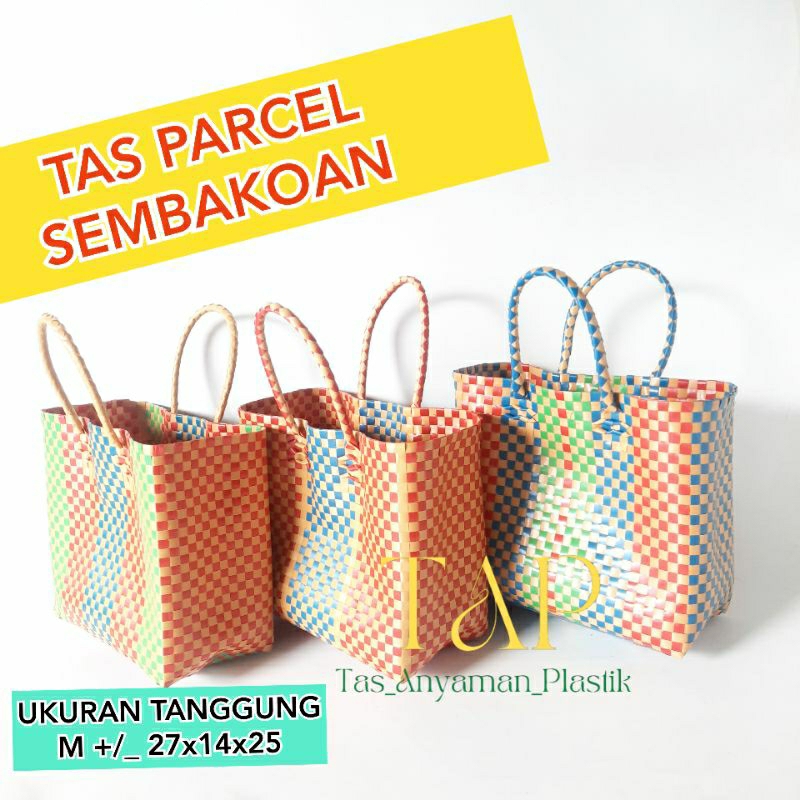 Jual Ready Stok Tas Anyaman Souvenir Belanja Custom Anyam Plastik Tas