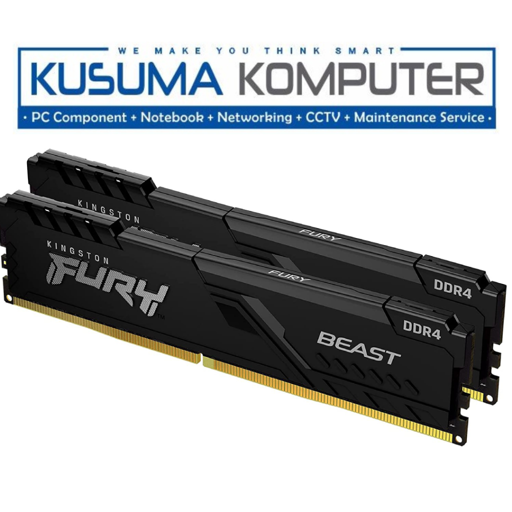 Jual Ram Kingston FURY Beast DDR4 32GB 16x2 3200MHz KF432C16BBK2/32 ...