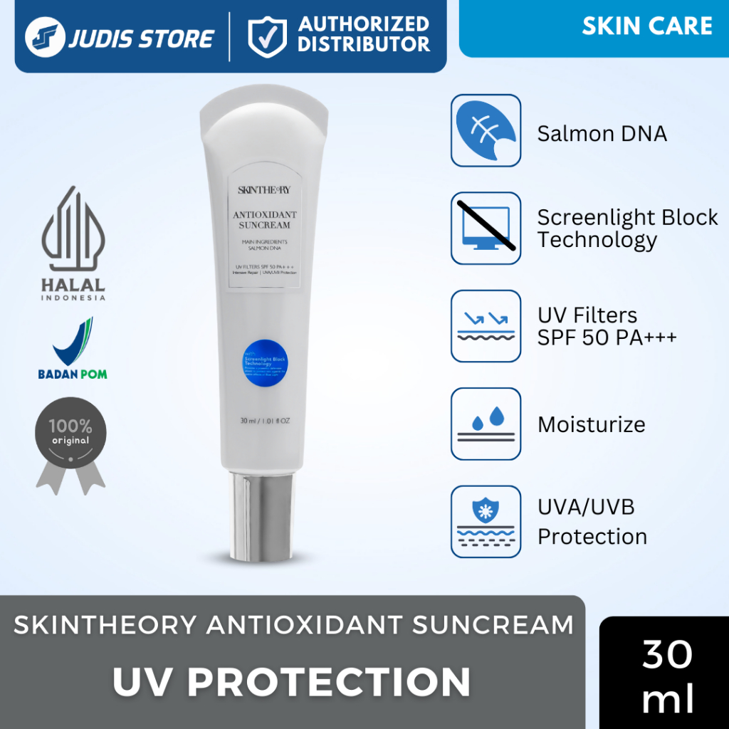 Jual Sunscreen Skintheory Salmon DNA Skincare Antioxidant Suncream 30ml ...