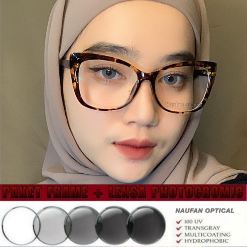 Jual Frame CAT EYE (Paket frame+lensa) kacamata photocromic