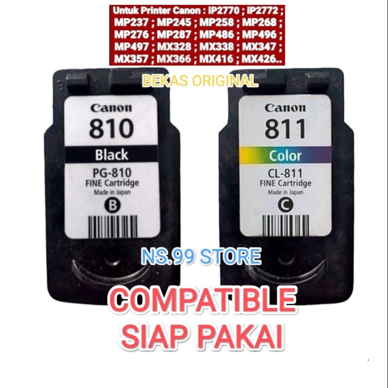 Jual Tinta Cartridge Canon 810 PG 810 / 811 CL 811 Siap Pakai Recycle