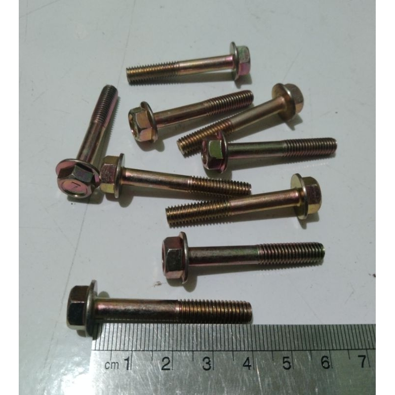 Jual Baut Flange Bolt M X Mm Baut Topi Kuning Panjang Cm Kunci Shopee Indonesia