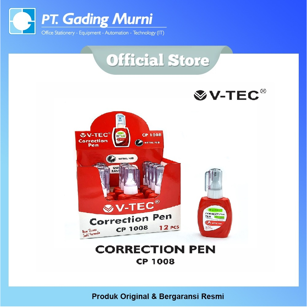 Jual VTEC CORRECTION PEN CP 1008 / 8 ML (1 PACK ISI 12PCS) Shopee