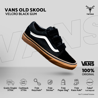 Sepatu Mens Black Velcro Vans VANS SLIPON FULL BLACK ORIGINAL