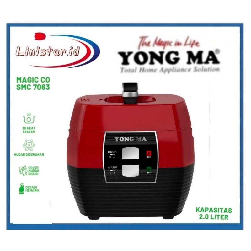 Jual YONGMA MAGIC COM SMC7063 RICE COOKER 2 LITER (TERBARU)100ORIGINAL