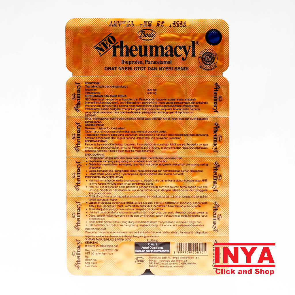 Jual NEO RHEUMACYL BODE 20 Tablet Lapis Dua BLISTER - Obat Nyeri Otot ...