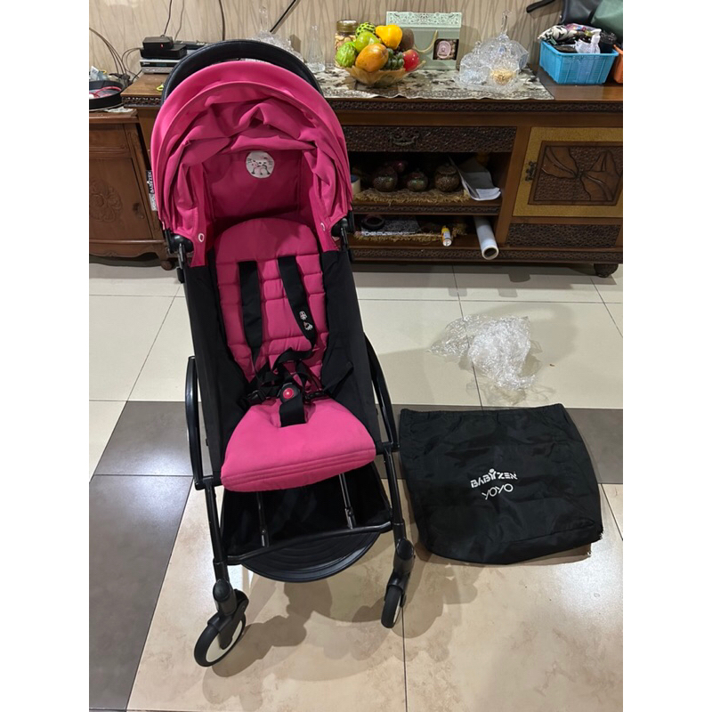 Jual Preloved stroller babyzen yoyo plus warna pink limited