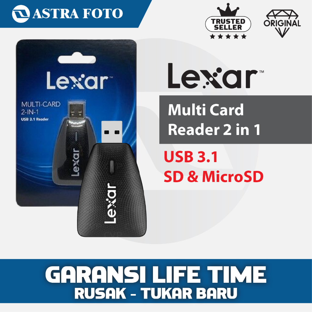 Jual Lexar Multi Card Reader 2 in 1 USB 3.1 SD dan MicroSD CardReader