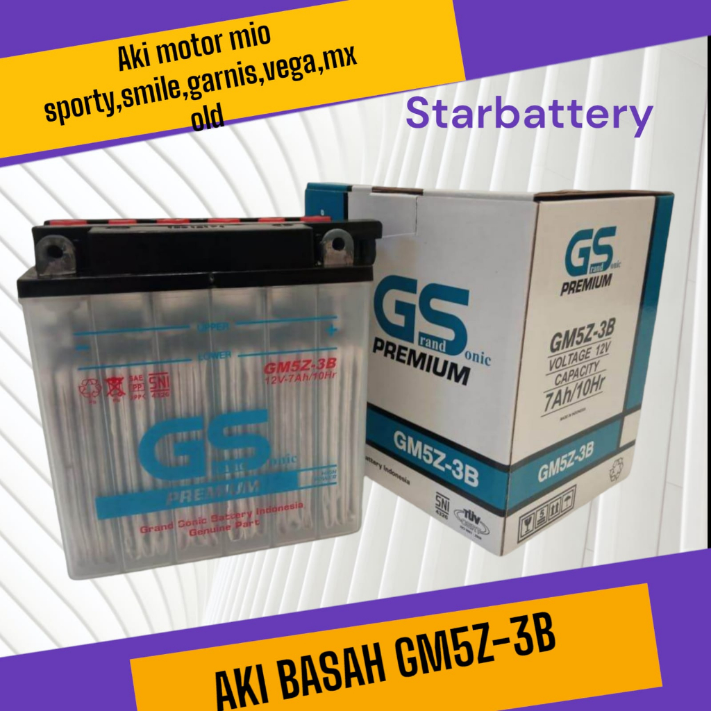 Jual Aki Motor Mio Sporty +Mio Smile GM5Z-3B Aki Basah Mio Sporty Mio