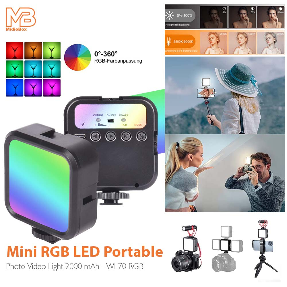 Jual Midio Mini Light LED WL70 RGB Lampu Kamera Portable Vlog Video ...