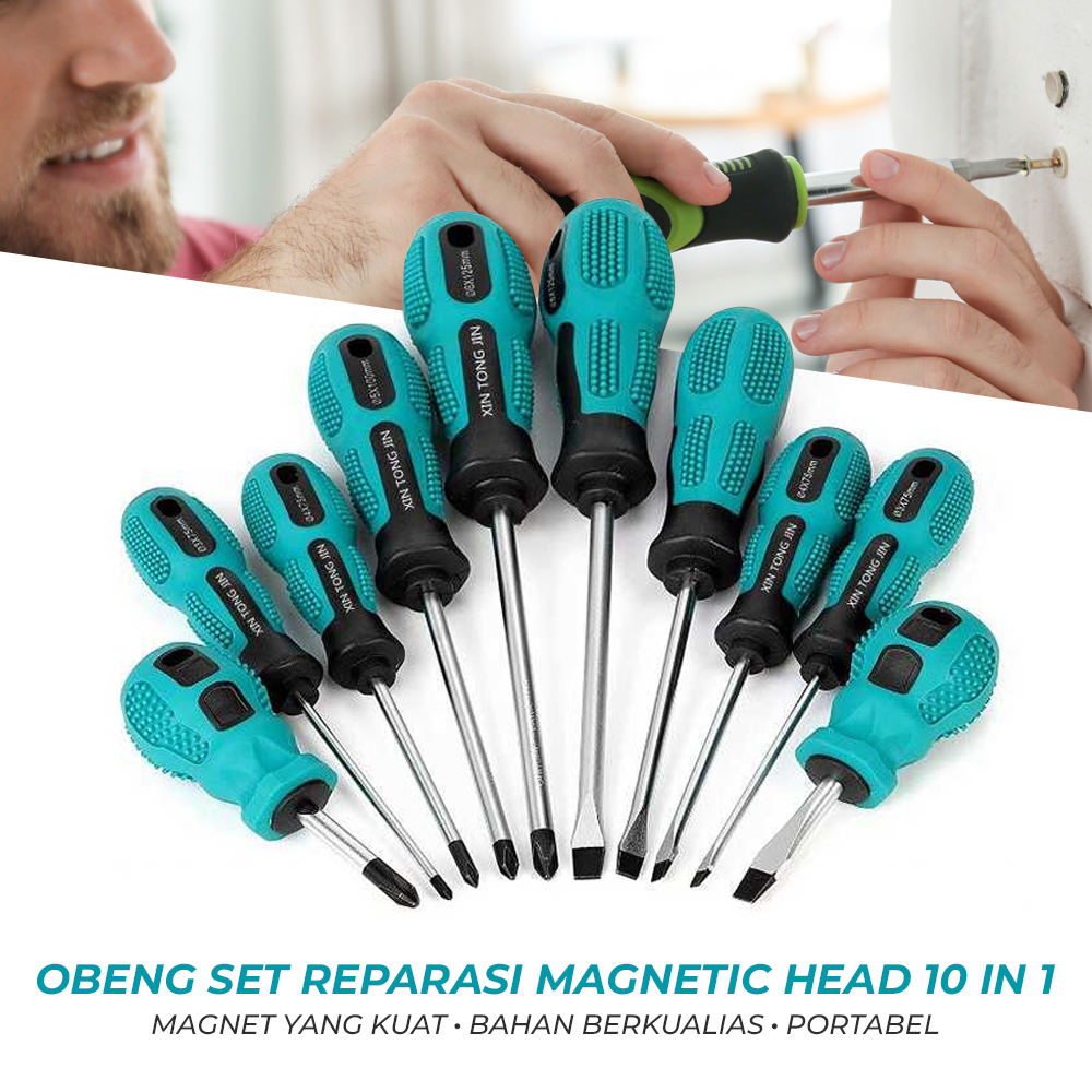 Jual Obeng Set Reparasi Magnetic Head 10 in 1 Obeng Set 10 in 1 ...