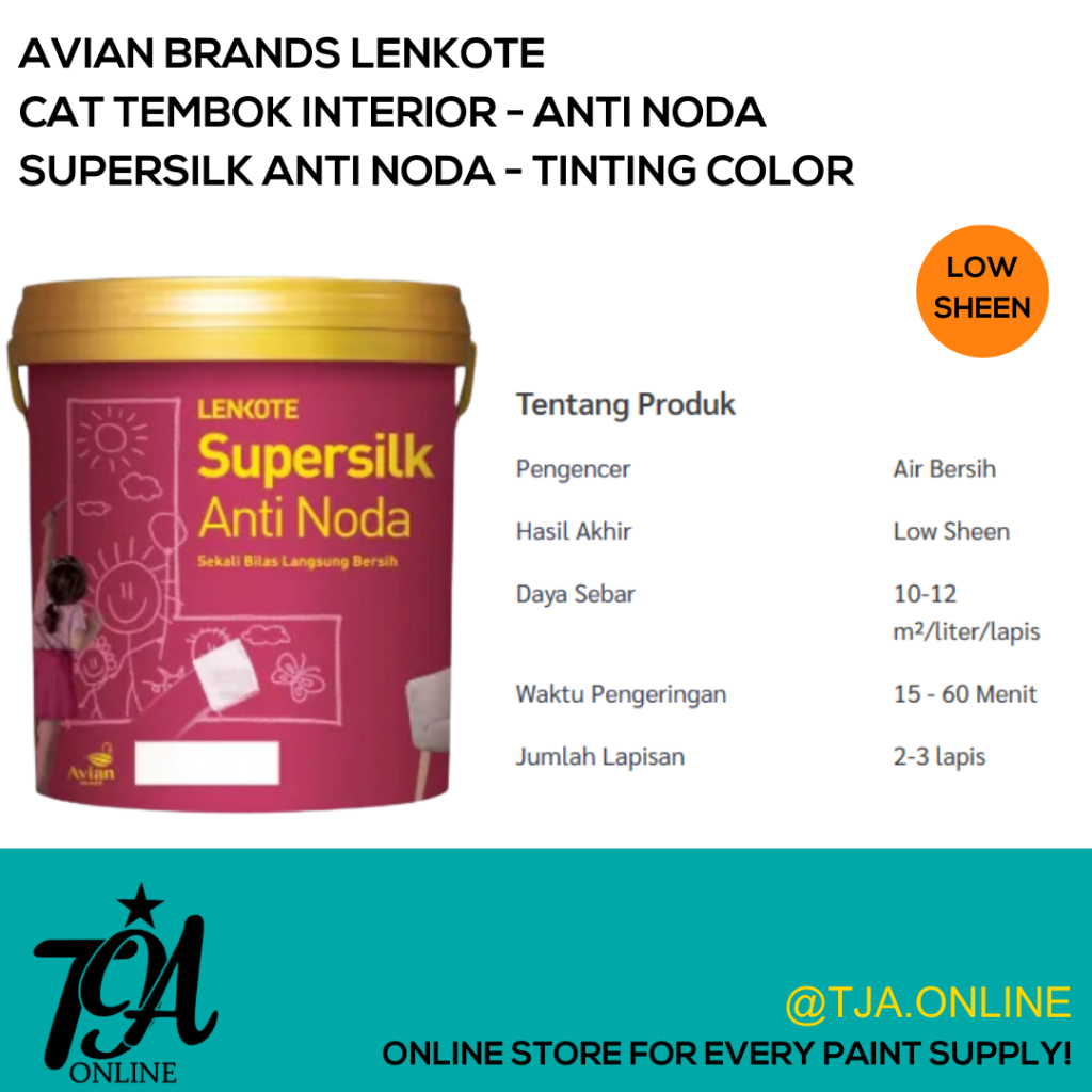 Jual Cat Tembok Interior Premium Supersilk Anti Noda Lenkote Avian Brands 25 Liter Shopee 5481