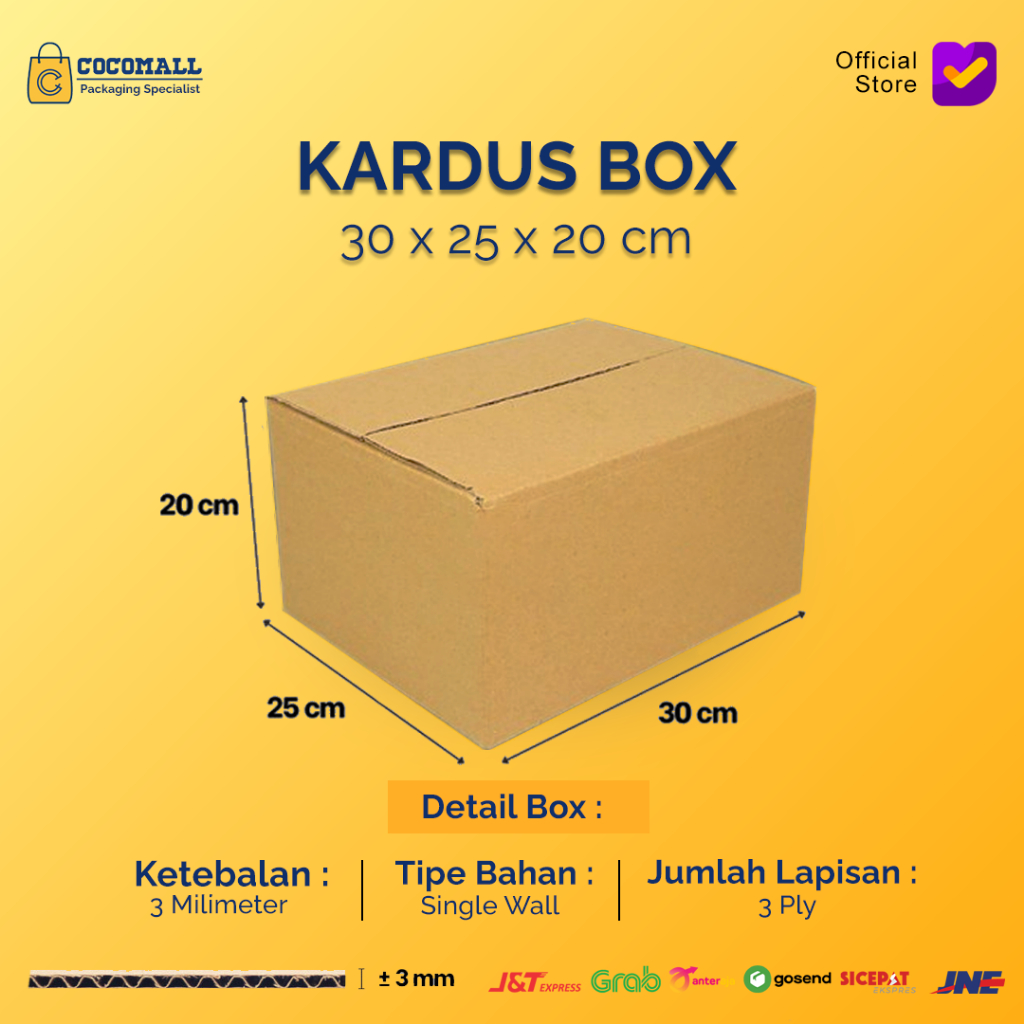 Jual Kardus Karton Box 30x25x20 CM Kotak Dus Packing Polos | Shopee ...