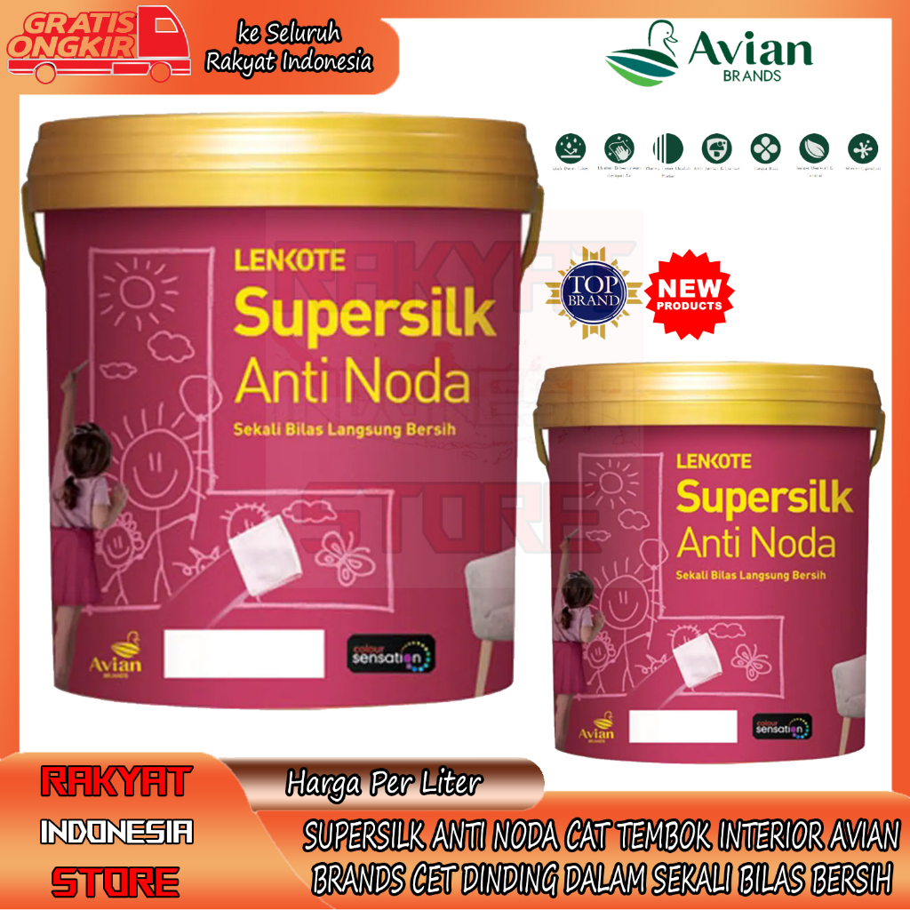 Jual Cat Tembok Interior Anti Noda Cet Dinding Dalam Avian Brands Supersilk 20 Liter Anti Noda 5980