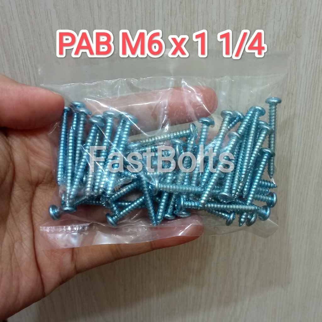 Jual BAUT SKRUP SEKRUP PAB FAB 6 x 1 1/4 isi 100pcs | Shopee Indonesia