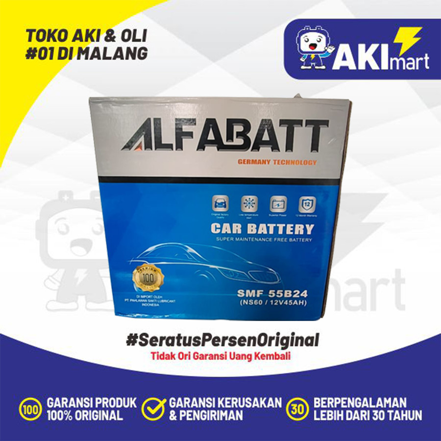 Jual AKI MOBIL ALFABATT NS60L/ 12V/50AH | Shopee Indonesia