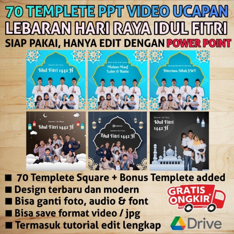 Jual [0] 70 Templete Ppt Square Video Ucapan Lebaran Hari Raya Idul Fitri Idul Adha Bonus