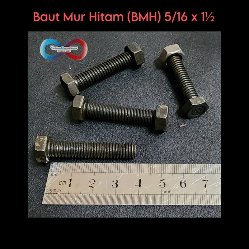 Jual Baut Mur Hitam (BMH) 5/16 X 1 1/2 Inch | Shopee Indonesia