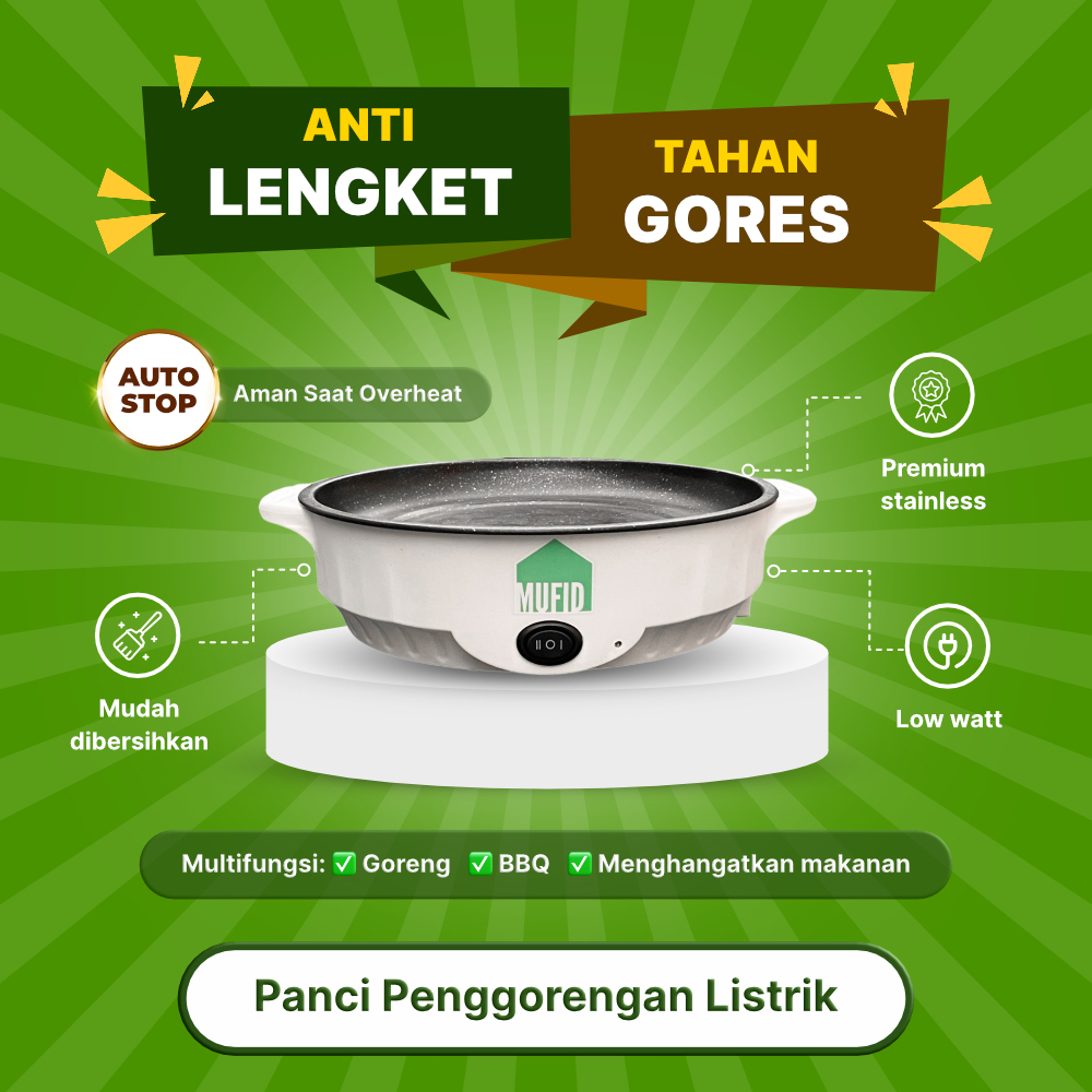 Jual Panci Listrik Electric Fry Pan Lapisan Anti Lengket Kukus Goreng