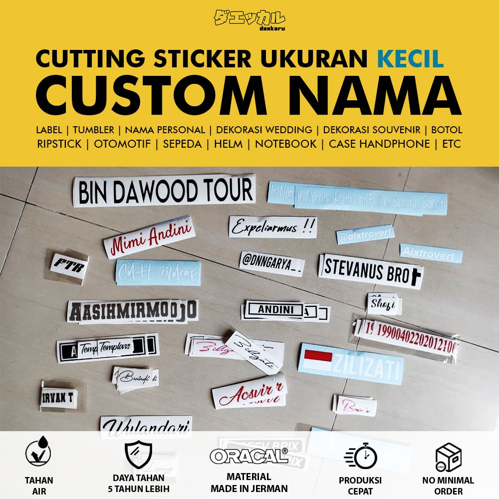 Jual Daekaru | Sticker Cutting Nama Tulisan Bebas Custom Logo Tumbler ...