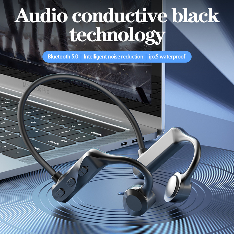 Jual New pattern bone conduction concept bluetooth headset 5.0 portable ...