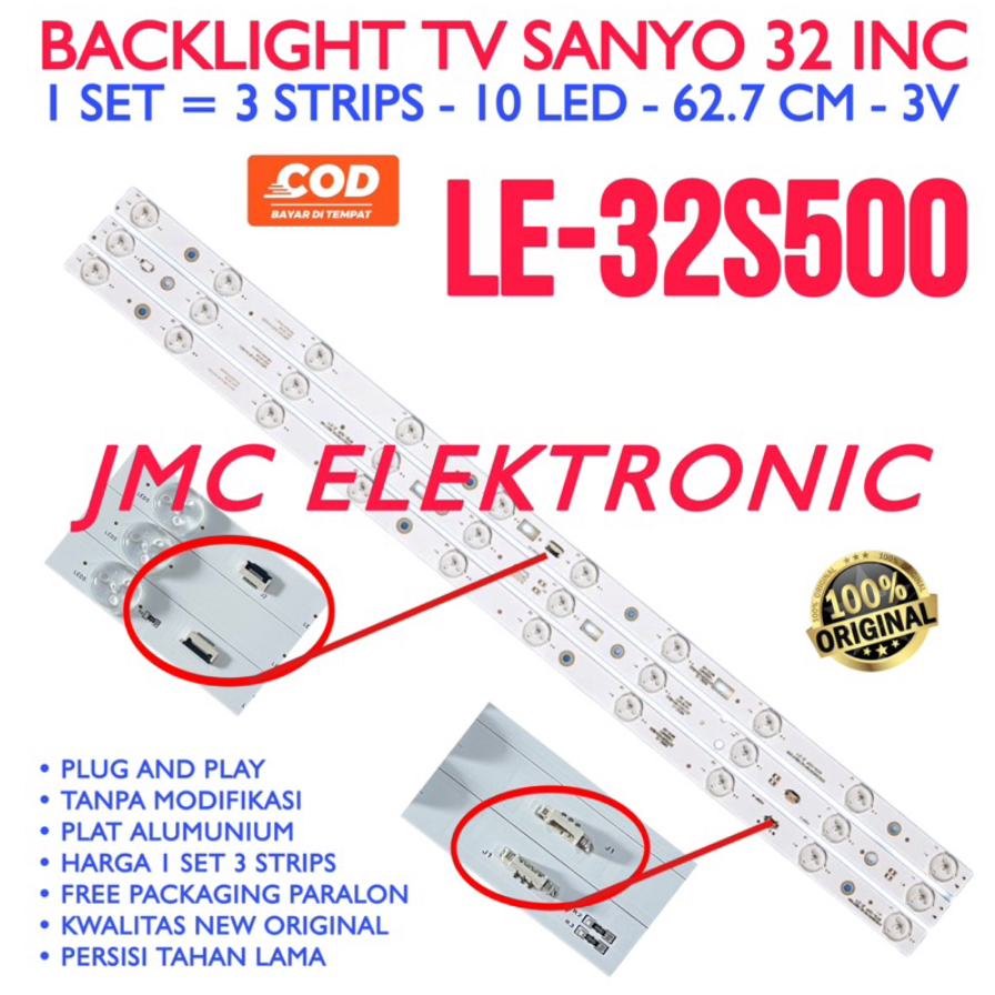 Jual BACKLIGHT TV LED SANYO 32 INCH LE32S500 LE-32S500 LE 32S500 LAMPU ...