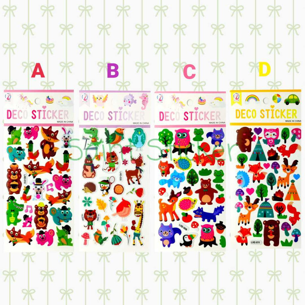 Jual Gambar Tempel Stiker Anak Sticker Timbul Karakter Hewan Zoo Kebun