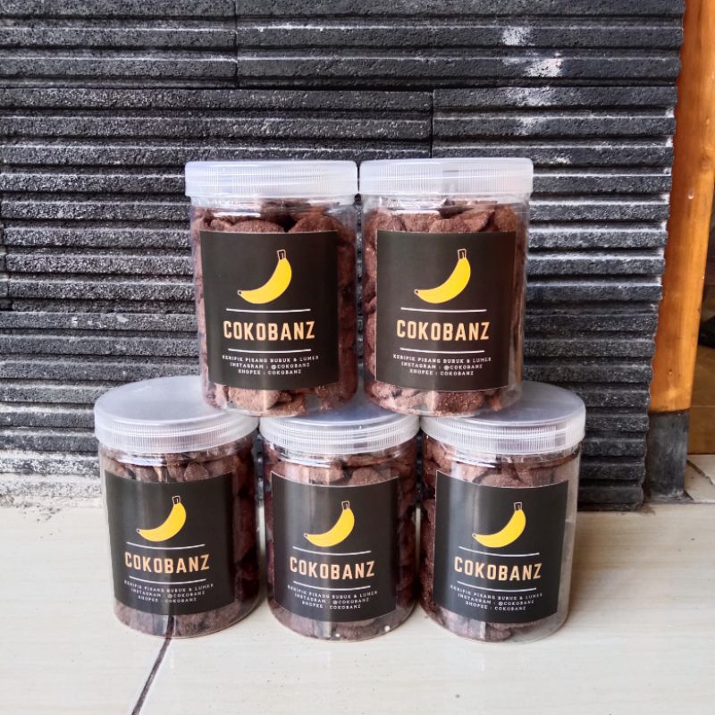 Jual Keripik Pisang Coklat Bubuk 400 Gram 500 Gram Kemasan Toples