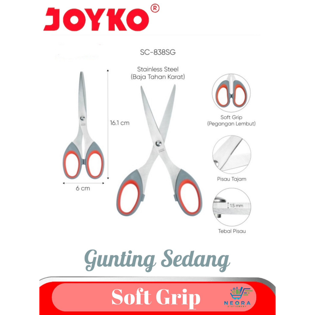 Jual Joyko Gunting / Scissors SC - 838 SG (Soft Grip) | Shopee Indonesia