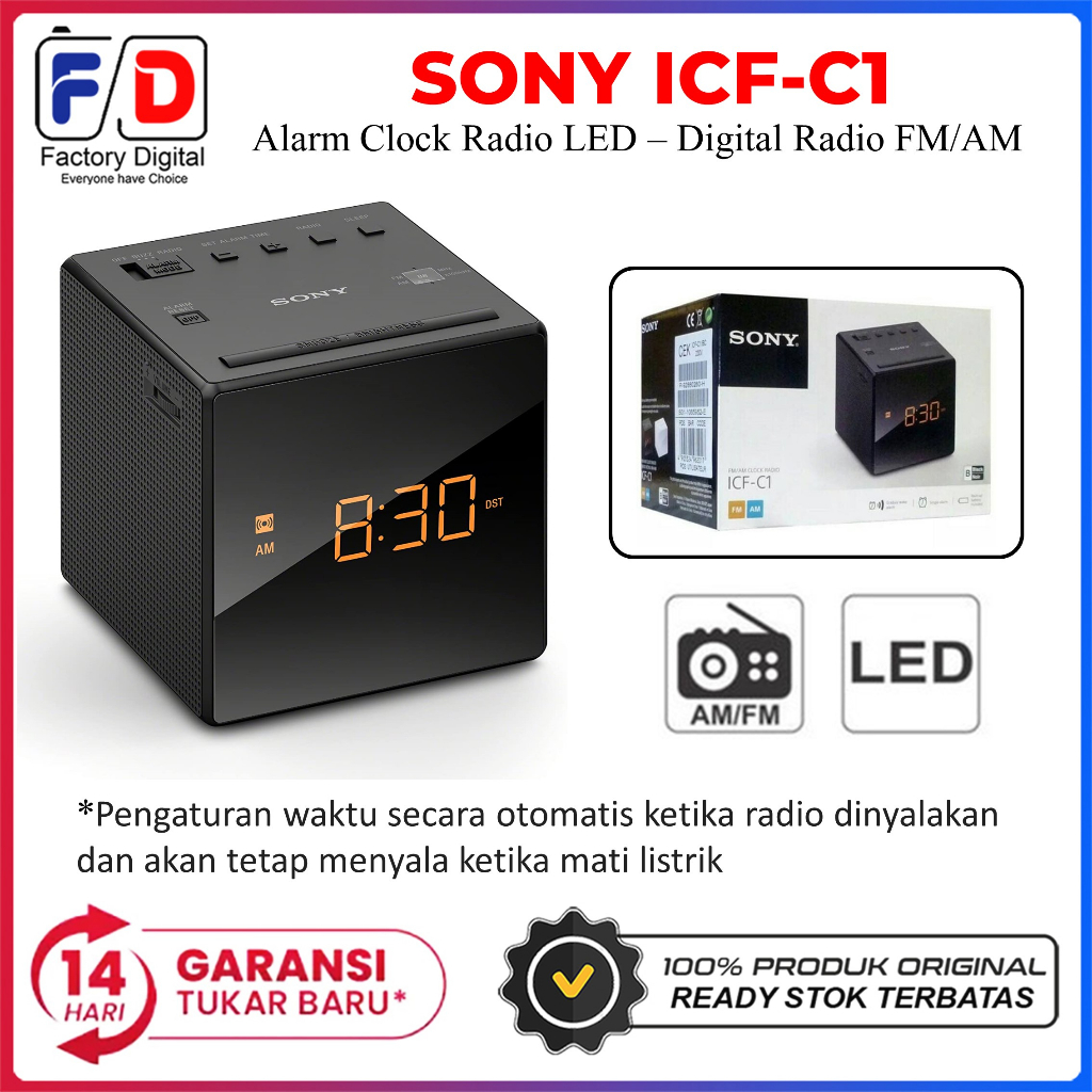 Jual Sony ICFC1 Desktop Alarm Clock Radio AM/FM Digital Portable